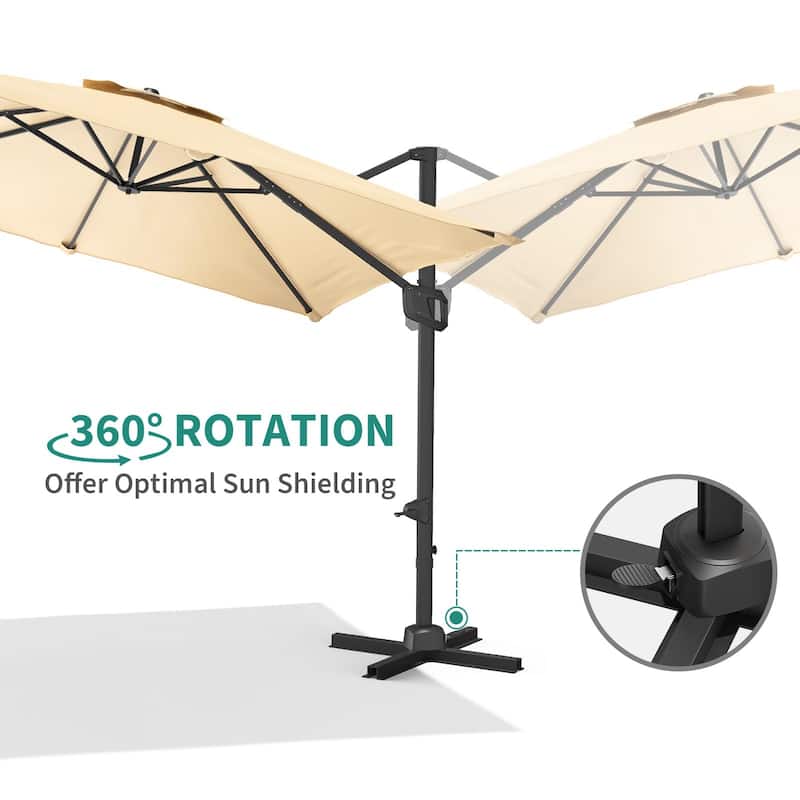 10x10Ft Offset Patio Umbrella, with Adjustable Tilt, 360° Rotating