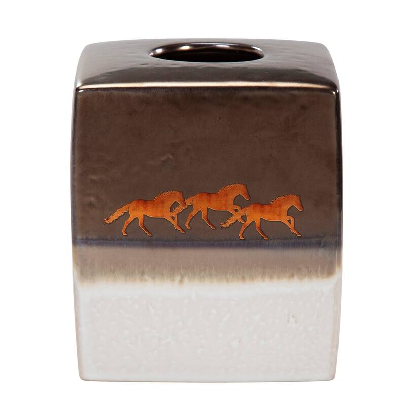 Paseo Road by HiEnd Accents Running Remuda Ceramic Tissue Box Cover - White/Brown/Gold