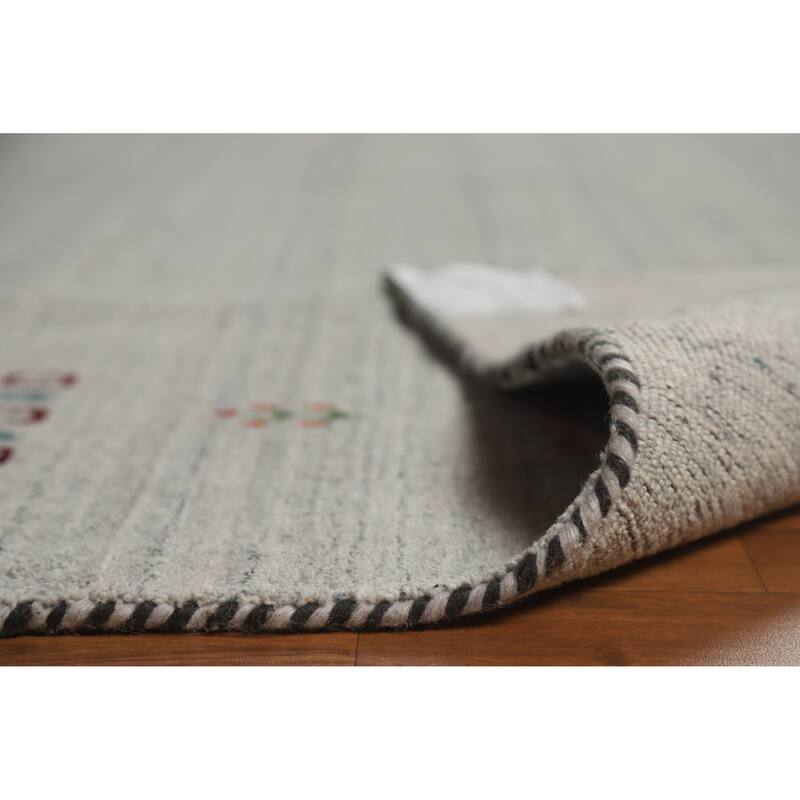 Hand Knotted Oriental 100% Wool Carpet Tribal Tribal Greys & Charcoal Gabbeh Area Rug - 9' 9'' X 8' 0''