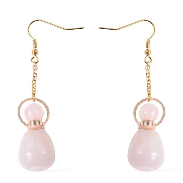 Shop Goldtone Stainless Steel Rose Quartz Perfume Bottle Earrings Ct 70 On Sale Overstock 31855238