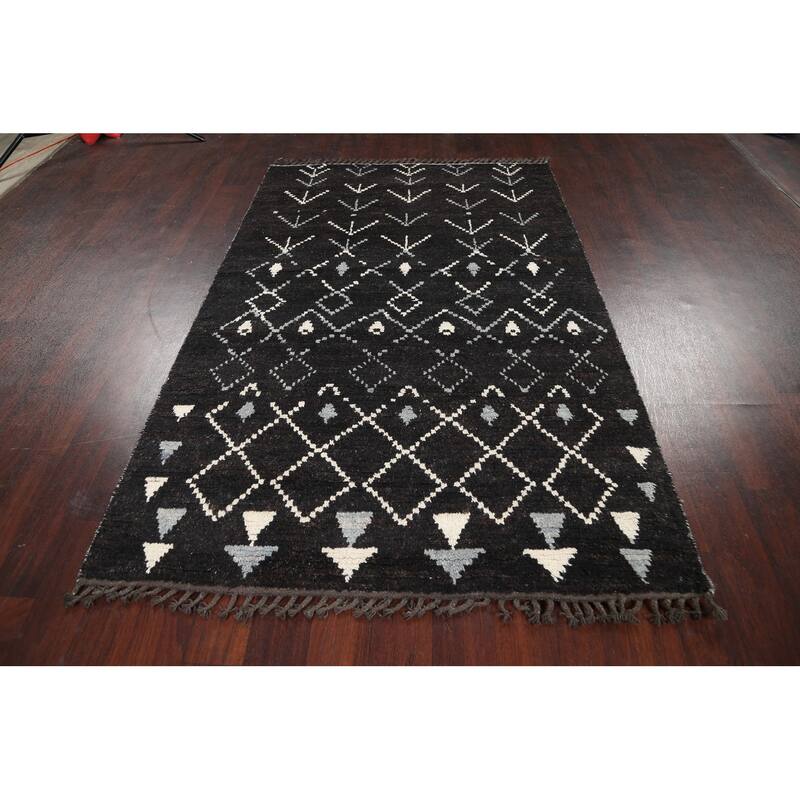 Geometric Vegetable Dye Moroccan Berber Oriental Area Rug Handmade - 4'6" x 6'11"