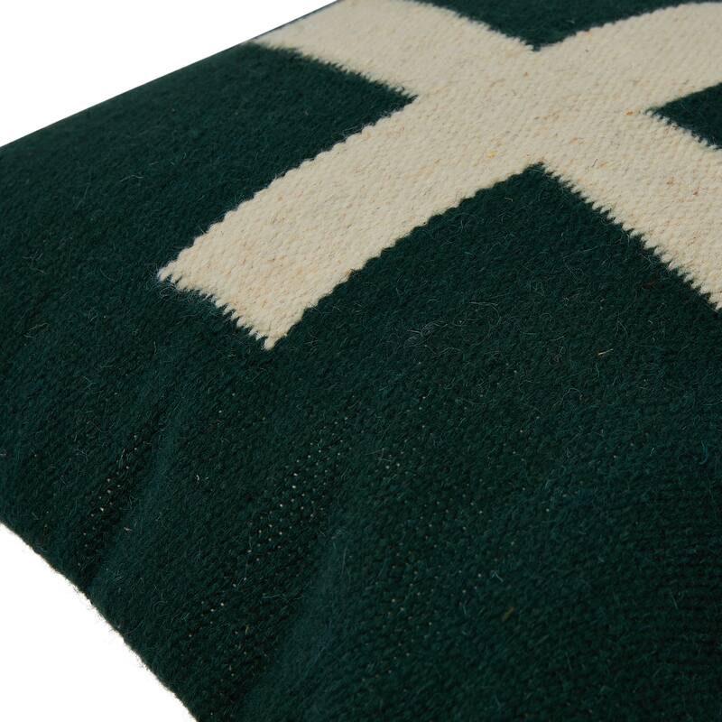 Wool Blend Pillow with Swiss Cross