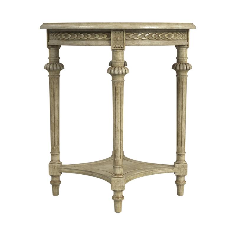 Hellinger 24 in. W Round Wood Tall End Table with Open Shelf