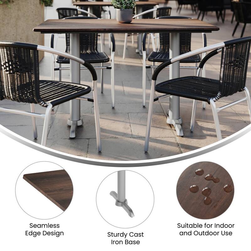 Commercial All-Weather HPL Tabletop with Dual T Bases - 48"W x 30"D x 31.25"H