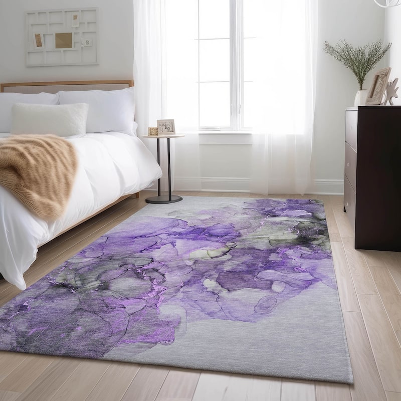 Premium Washable Super Soft Contemporary Watercolor Mayfield Rug - Purple - 5' x 7' 6" - Rectangle