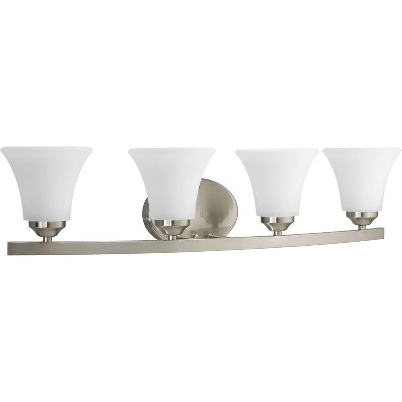 Adorn Collection Four-Light Brushed Nickel Etched Glass Traditional Bath Vanity Light - 6.625" x 28.25" x 7.5" - 6.625" x 28.25" x 7.5"
