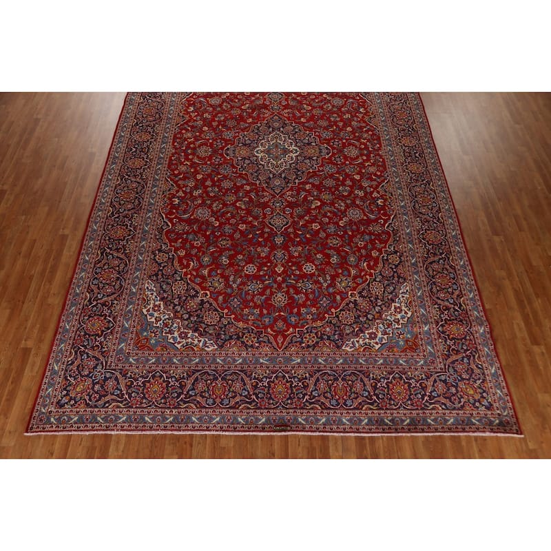 Traditional Kashan Persian Large Area Rug Hand-knotted Wool Carpet - 10'3" x 17'0"