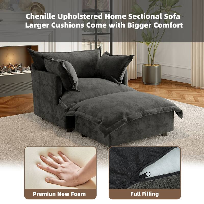 Modern Cloud Chaise Longue Accent Chair with Ottoman set