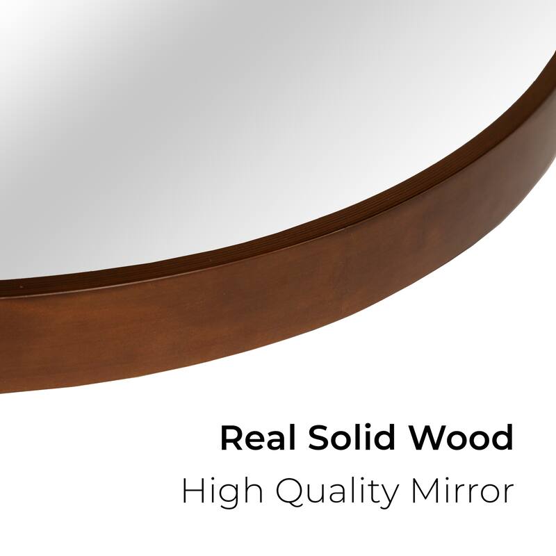 High Quality Wooden Frame Farmhouse Traditional Style Round Wall Mirror