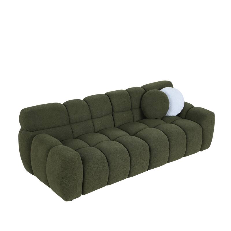 Modern 3-Seat Boucle Sofa with Clean Lines and Plush Cushions