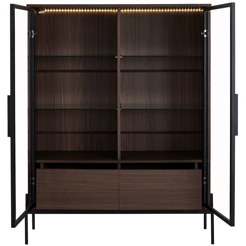 51.2"Tall Lighted Display Cabinet with Tempered Glass Door