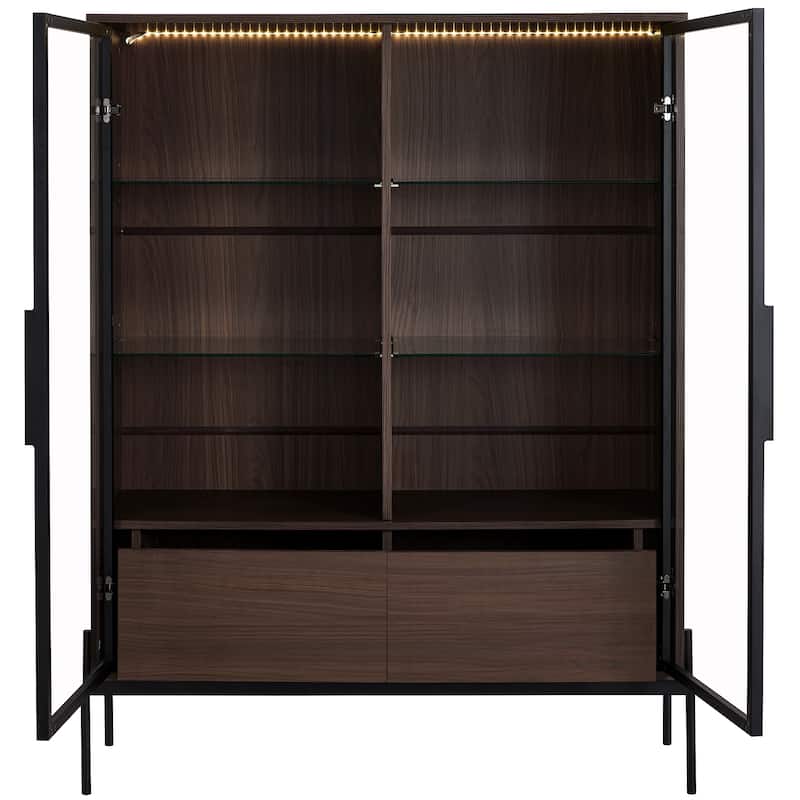 51.2'' Tall Lighted Display Cabinet with Tempered Glass Door