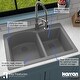 preview thumbnail 49 of 58, Karran Drop-In Quartz 33 in. 1-Hole 60/40 Double Bowl Kitchen Sink Kit