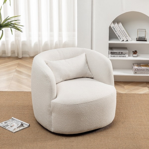 Poly Blend Boucle Fabric Upholstered Swivel Armchair - On Sale - Bed Bath &  Beyond - 36131209