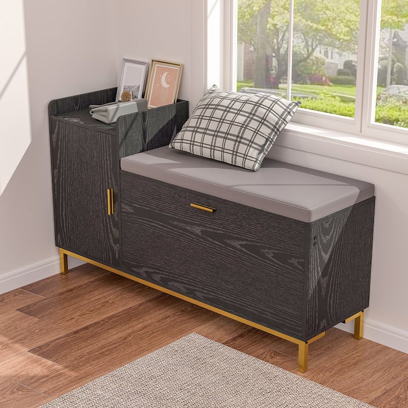 Entryway Shoe Cabinet Shoe Storage Bench with Padded Seat, Shoe Rack for Hallway, Bedroom, Living Room