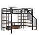 preview thumbnail 9 of 12, Black Metal Storage Full Size Loft Bed with Storage Table and Shelves