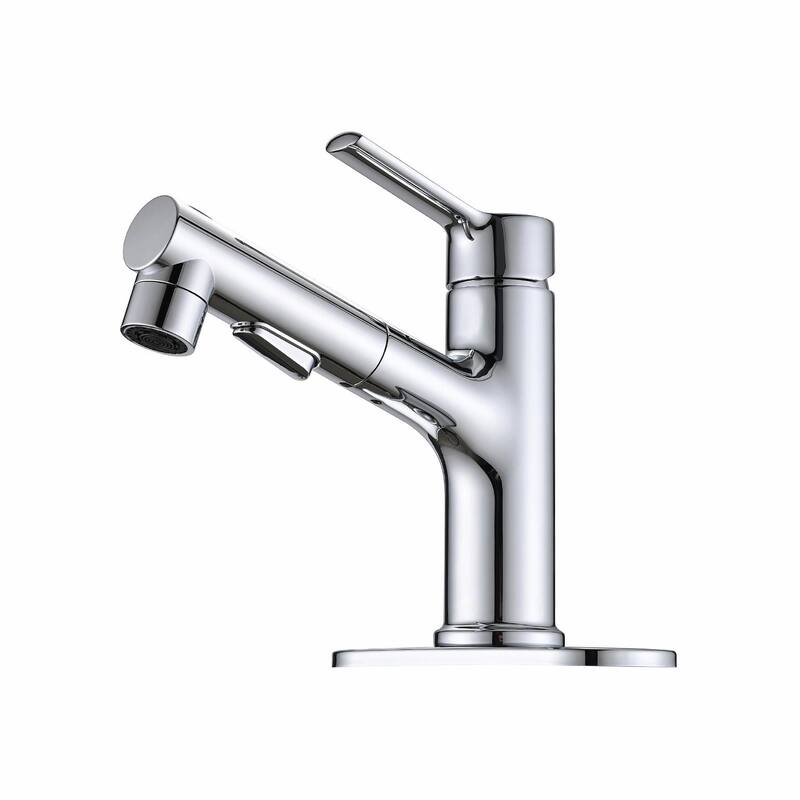 Stainless Steel Bathroom Faucet with Pull-Out Sprayer & 3 Settings