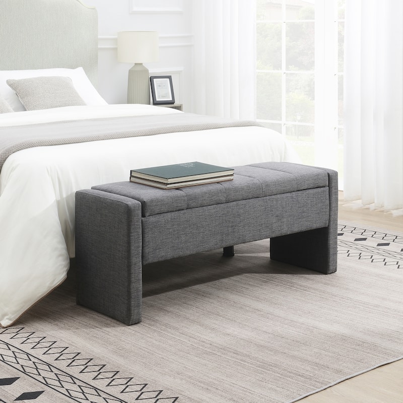 End of Bed Ottoman Bench, Modern 47" Fabric Entryway Storag Bench, Upholstered Single Foot Rest Stool for Bedroom