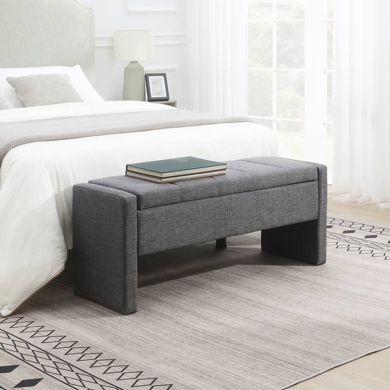 Modern Bed End Bench with Storage,Upholstered Large Foot Rest Stool, Comfy Window