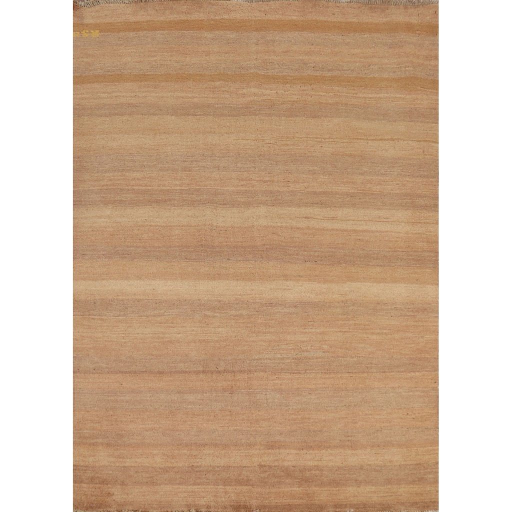 Striped Modern Gabbeh Oriental Area Rug Hand-Knotted Wool Carpet - 4'9" x 6'5"