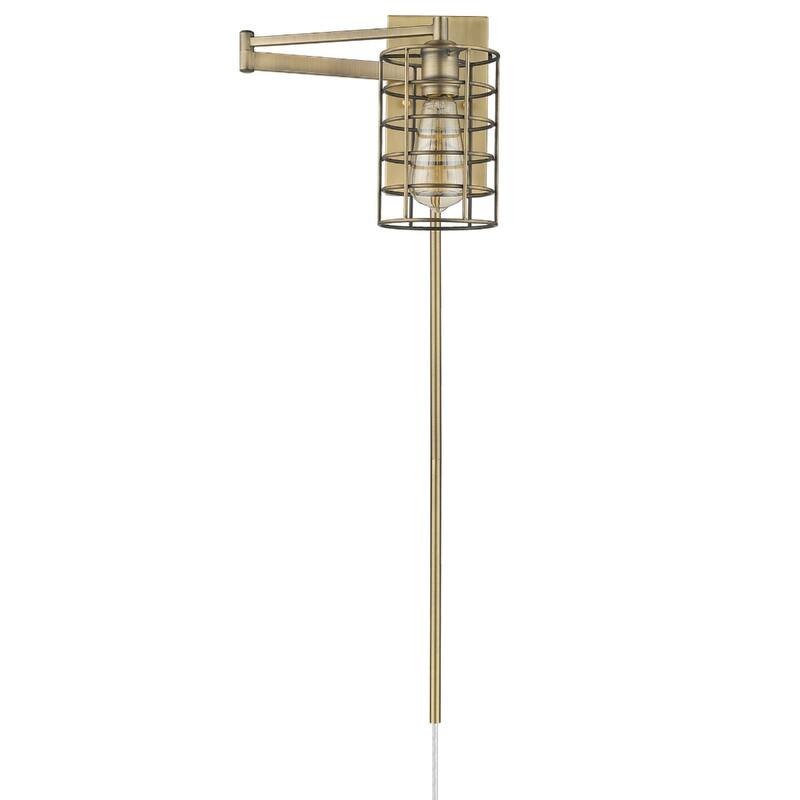 32"H Modern Plug-in Wall Sconce with LED Option and Dimmable Hanging Light Fixture Steel Frame - 32" H x 5" W x 20.75" D