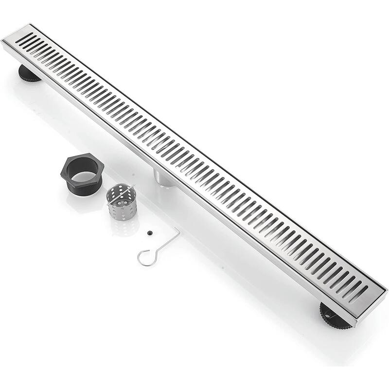 BOANN 304 Stainless Steel Rectangular Linear Shower Floor Drain in Gold - 32" - Nickel
