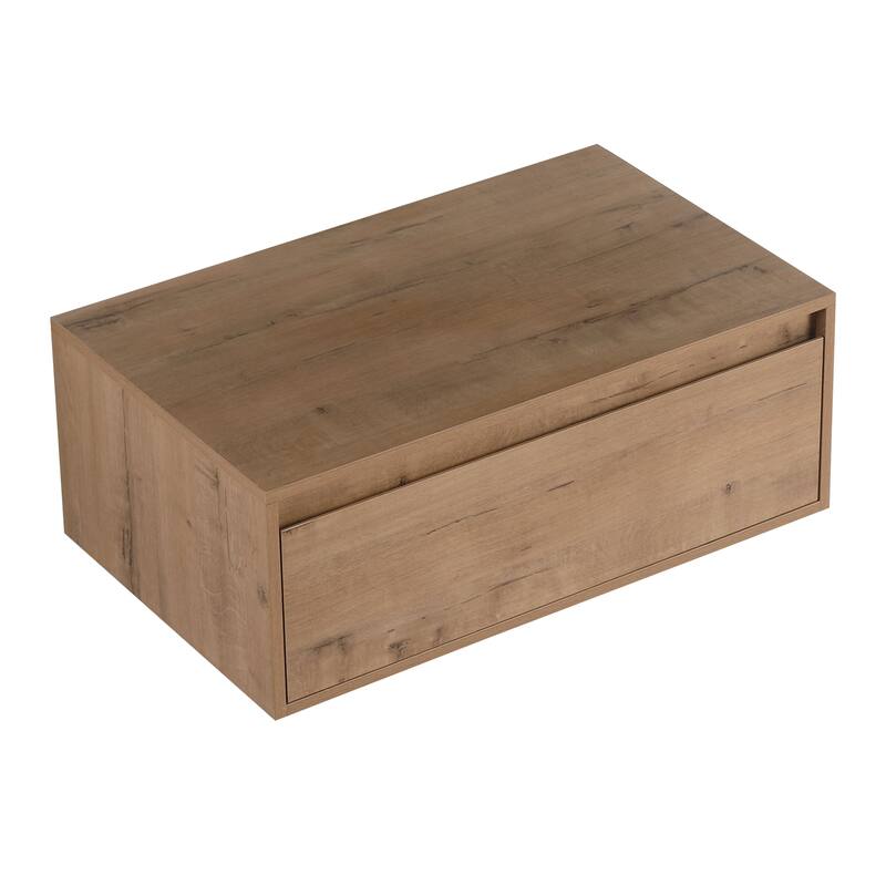Floating Bathroom Vanity with Soft-Close Drawer, Imitative Oak Finish, Wall-Mounted Storage Cabinet for Bathroom Essentials