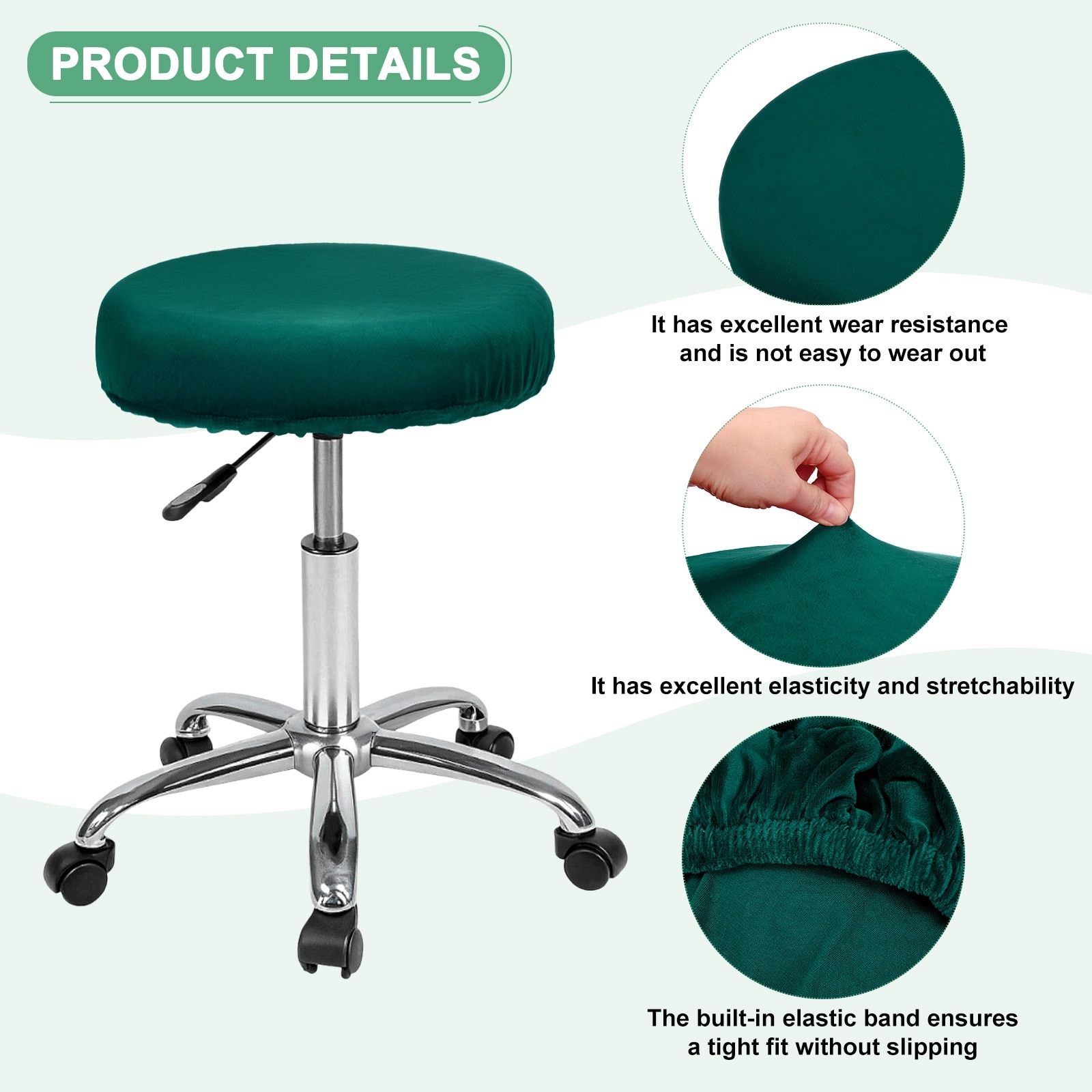 Bar Stool Covers Round, Velvet Washable Stool Cushion Slipcover