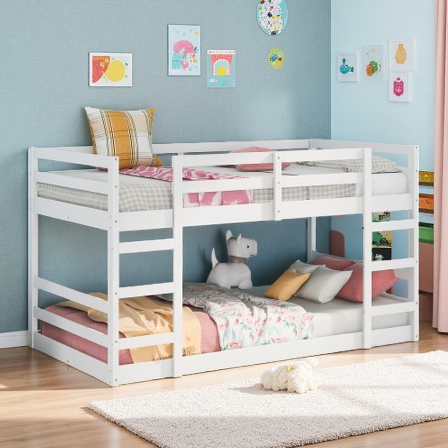 Twin-Over-Twin Bunk Bed with Ladder, Solid Pine Frame, Space-Saving Design for Bedroom or Sleepovers