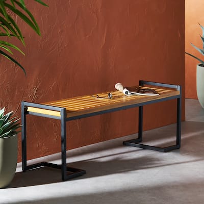 Kuehn Acacia Wood and Iron Bench by Christopher Knight Home