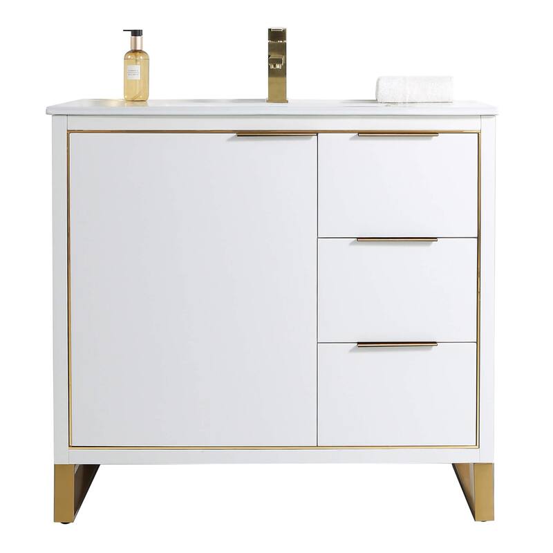 Fine Fixtures Opulence Collection Bathroom Vanity with White Ceramic Sink