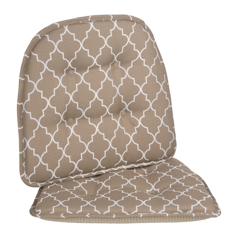 Klear Vu Trellis Tufted Non-Slip Geometric Dining Chair Cushion Set - Tan - Set of 2
