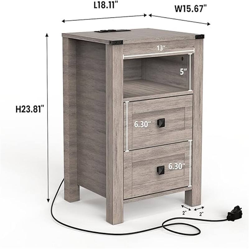 End Table with Drawers and Open Shelf,