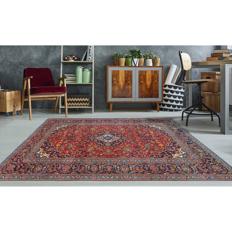 Vintage Distressed Nourbese Red/Navy Rug - 6'10" x 10'2"