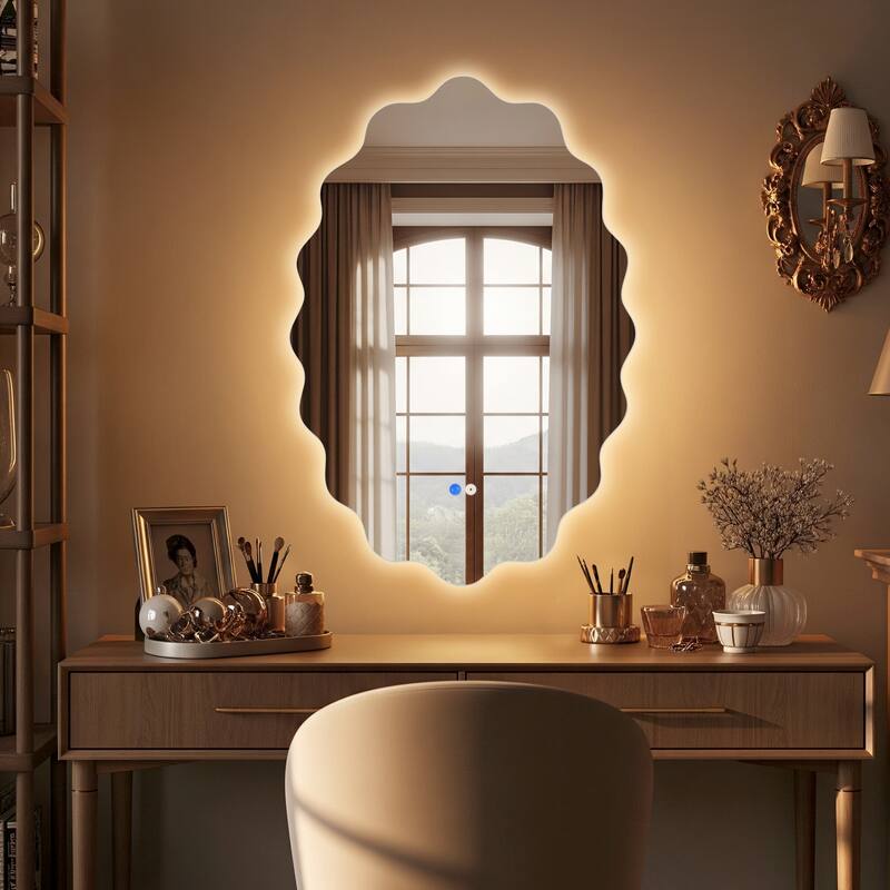 Oval Frameless Dimmable LED Light Anti-Fog Wall Bathroom Vanity Mirror