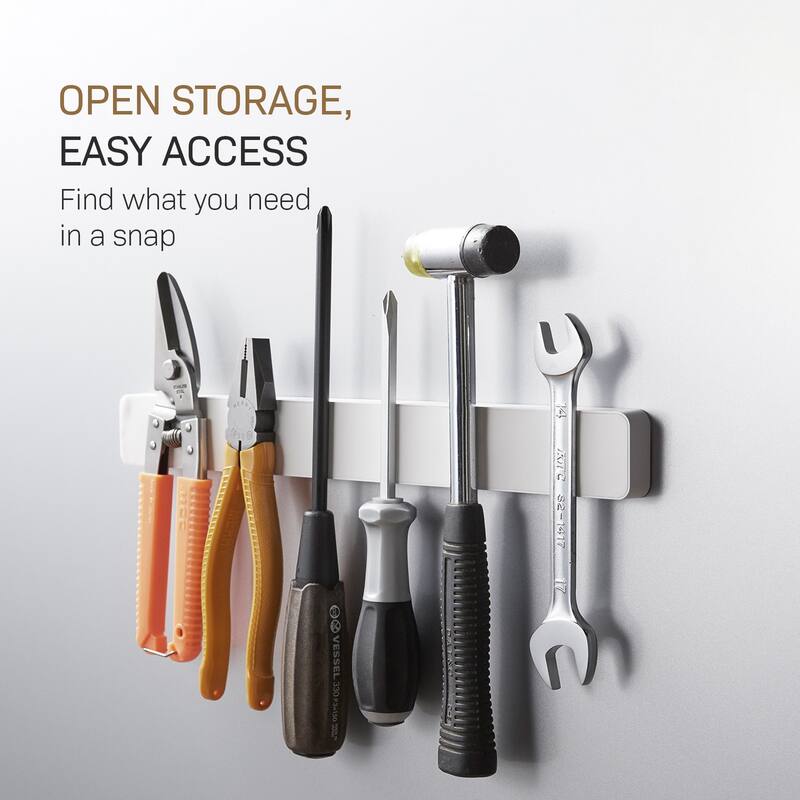 Yamazaki Home Magnetic Knife Rack, ABS Plastic, 6 knives (10.6 oz each), Holds 4.4 lbs - L 0.67 x W 13.78 x H 1.57 inches