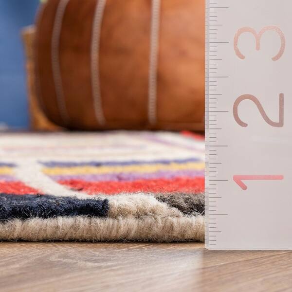 dimension image slide 2 of 3, nuLOOM Boho Multicolor Wool Handmade Tribal Arrowheads Area Rug