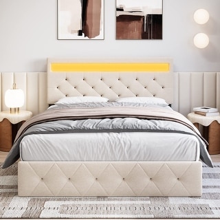 Bed Frame with LED Lights Headboard - Bed Bath & Beyond - 38325759