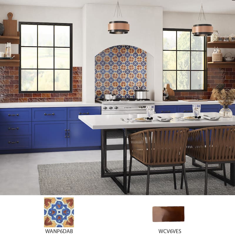 Merola Tile Provincial Deco Alhambra 6" x 6" Porcelain Wall Tile - (1 Tile)