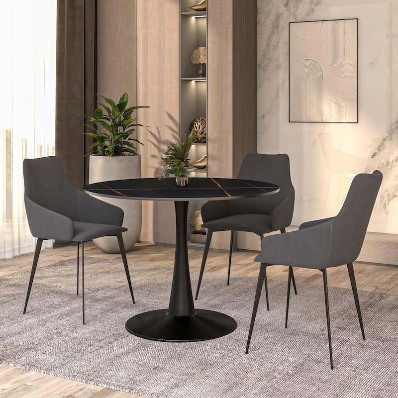 LeisureMod Round Dining Table 40" Sintered Stone Tabletop
