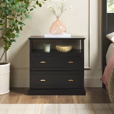 Walker Edison Modern Farmhouse Nightstand with Open Shelf