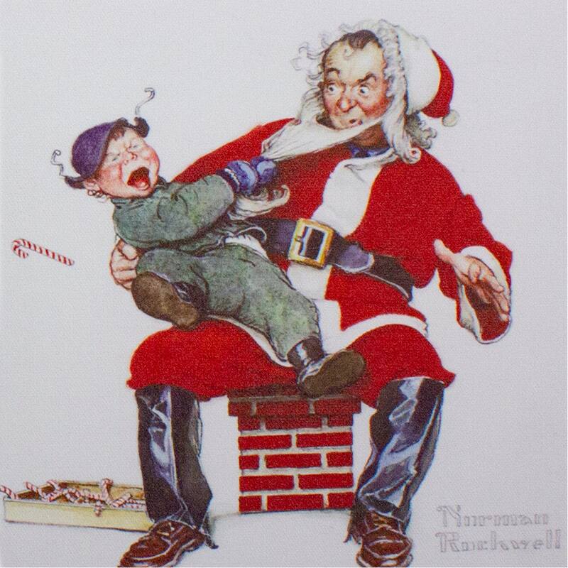 Set of 4 8" x 8" Classic Norman Rockwell Christmas Scene Canvas Prints