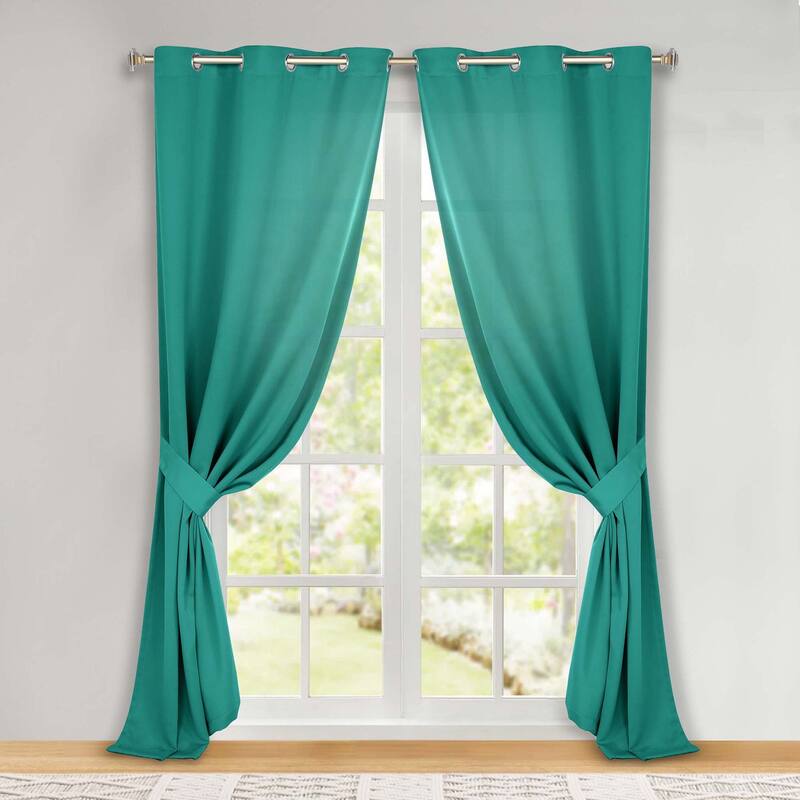 Superior Solid Machine Washable Room Darkening Grommet Blackout Curtains, Set of 2