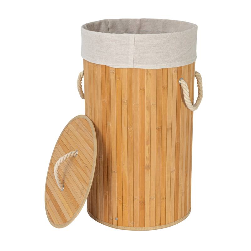 Household Essentials Bamboo Laundry Hamper with Handles and Removable Laundry Bag