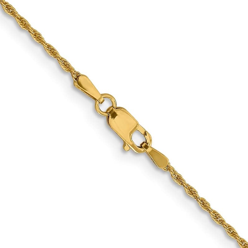 Curata 14k Yellow Gold 1.3mm Loose Rope Chain Necklace - Options: 16 18 20 Inches