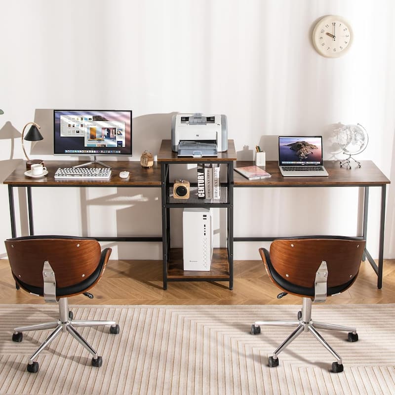 2 Person Outlets Gaming Desk Study Writing Table Workstation