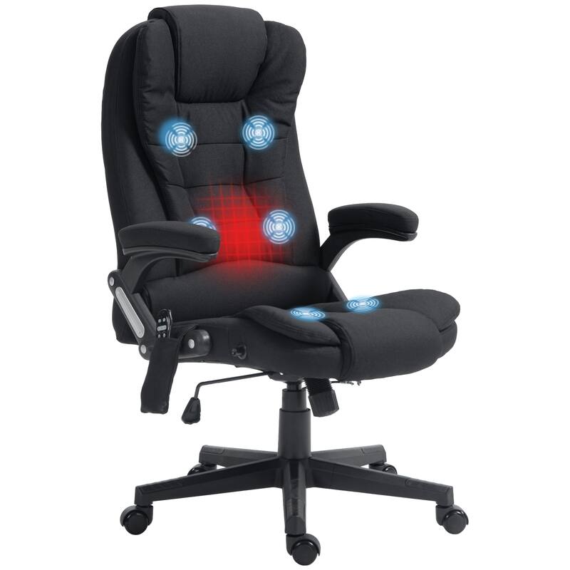Ergonomic Vibration Massage Office Chair Adjustable Backrest Recliner Chair with 6 Massage Points and Lumbar Heating