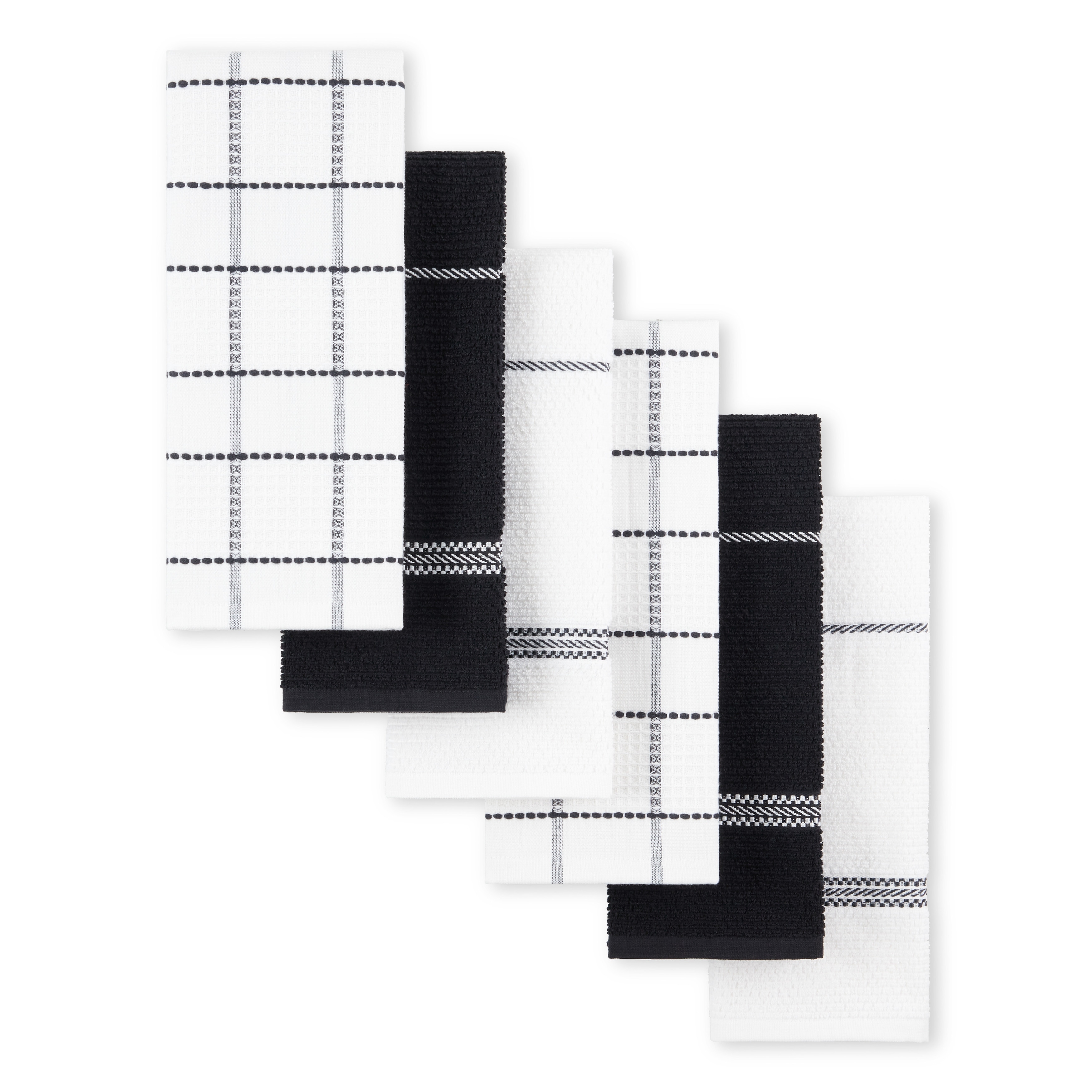 Trendy Black & White Tea Towels (Set of 3)