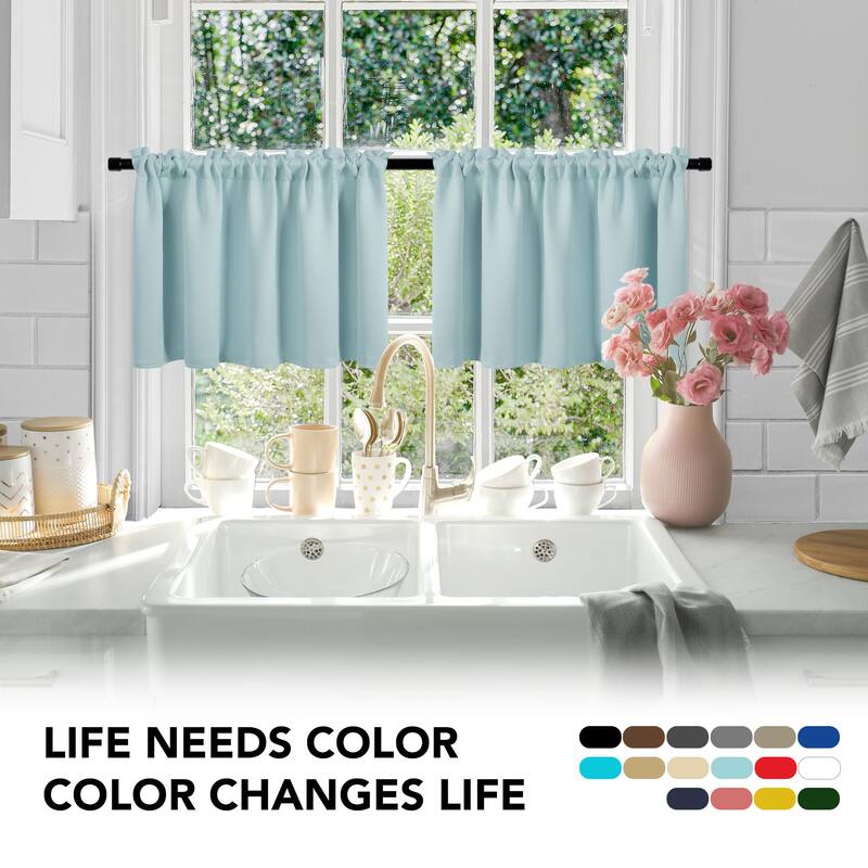 Deconovo Cafe Curtains Rod Pocket Window Short Drapes Tier Pair