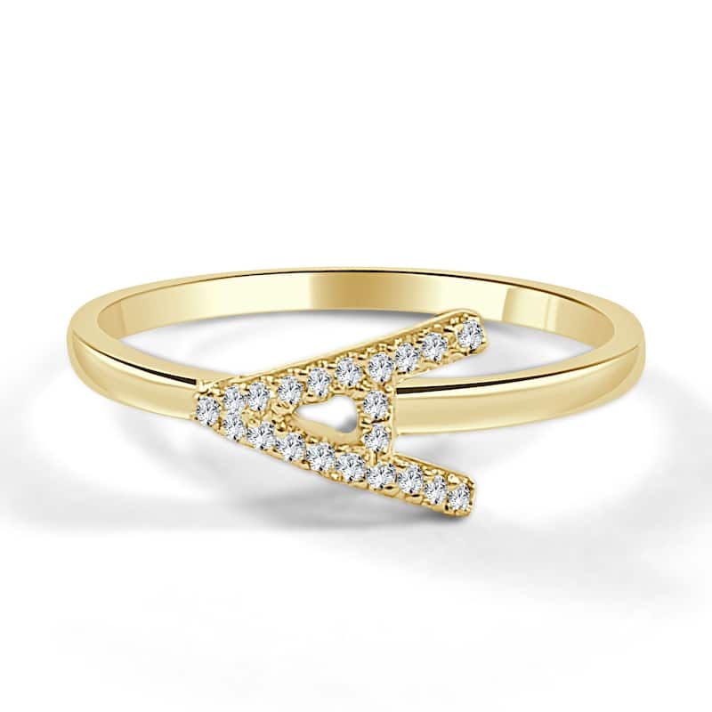 Joelle Collection Diamond Initial Ring for Her 14k Yellow Gold 1/10 ct TDW Women's Ring